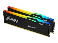 Kingston FURY Beast RGB - DDR5 - sats - 64 GB: 2 x 32 GB - DIMM 288-pin - 5600 MHz / PC5-44800 - CL40 - 1.25 V - ej buffrad - on-die ECC KF556C40BBAK2-64