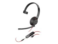 Poly Blackwire 5210 - Blackwire 5200 series - headset - på örat - kabelansluten - 3,5 mm kontakt, USB-C - svart - Certifierad för Microsoft-teams, Certifierad för Skype for Buisness, Cisco Jabber-certifierad, Avaya-certifierad, Works With Chromebook  8X230AA