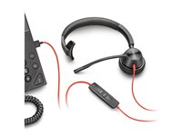 Poly Blackwire 3315 - Blackwire 3300 series - headset - på örat - kabelansluten - 3,5 mm kontakt, USB-C - svart - UC-certifierad, Certifierad för Microsoft-teams 8X218AA