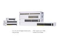Cisco Business 110 Series 110-24T - Switch - ohanterad - 24 x 10/100/1000 + 2 x kombinations-Gigabit SFP - skrivbordsmodell, rackmonterbar, väggmonterbar CBS110-24T-UK