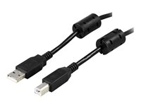 Deltaco USB 2.0 Cable A/B, 5m, 5 m, USB A, USB B, Hane/Hane, 480 Mbit/s, Svart USB-250FS
