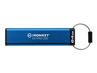 Kingston Technology IronKey Keypad 200, 64 GB, USB Type-A, 3.2 Gen 1 (3.1 Gen 1), 145 MB/s, Fodral, Blå IKKP200/64GB