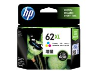 HP 62XL - Lång livslängd - färg (cyan, magenta, gul) - original - blister - bläckpatron - för ENVY 55XX, 56XX, 76XX, Officejet 200, 250, 57XX, 8040 C2P07AE#301