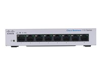 Cisco Business 110 Series 110-8T-D - Switch - ohanterad - 8 x 10/100/1000 - skrivbordsmodell, rackmonterbar, väggmonterbar - Likström CBS110-8T-D-UK