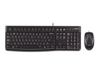 Logitech Desktop MK120, Fullstor (100 %), Kabel, USB, QWERTY, Svart, Mus inkluderad 920-002552