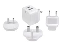 StarTech.com USB-väggladdare med två portar - internationell resa - 17 W/3,4 A - vit, inomhus, AC, 5 V, Vit USB2PACWH