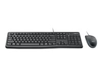 Logitech Desktop MK120, Kabel, USB, QWERTZ, Svart, Mus inkluderad 920-002540