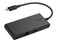 ASUS Dual 4K USB-C Dock, Kabel, USB 3.2 Gen 2 (3.1 Gen 2) Type-C, Svart, 3840 x 2160 pixlar, 60 hz, B3302FEA, B9400CEA, B9400CEAV, B3402FEA, B9400CBA, UX482EAR, UX363EA, UX392FN, UX391FA 90XB07F0-BDS000