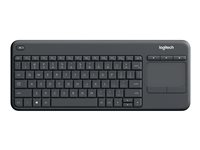 Logitech K400 Plus Tv, Mini, Trådlös, RF Trådlös, QWERTZ, Svart 920-007151