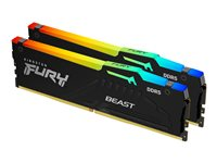 Kingston FURY Beast RGB - DDR5 - sats - 64 GB: 2 x 32 GB - DIMM 288-pin - 6000 MHz / PC5-48000 - CL30 - 1.4 V - ej buffrad - on-die ECC - svart KF560C30BBAK2-64