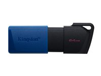 Kingston Technology DataTraveler Exodia M, 64 GB, USB Type-A, 3.2 Gen 1 (3.1 Gen 1), Friktionslager, 20 g, Svart, Blå DTXM/64GB-2P