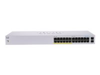 Cisco Business 110 Series 110-24PP - Switch - ohanterad - 12 x 10/100/1000 (PoE) + 12 x 10/100/1000 + 2 x kombinations-Gigabit SFP - skrivbordsmodell, rackmonterbar, väggmonterbar - PoE (100 W) CBS110-24PP-UK