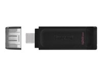 Kingston Technology DataTraveler 70, 128 GB, USB Type-C, 3.2 Gen 1 (3.1 Gen 1), 200 MB/s, Keps, Svart DT70/128GB