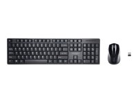 Kensington Pro Fit® låg profil trådlöst set för stationära datorer - Internationell engelska, Fullstor (100 %), Trådlös, RF Trådlös, QWERTY, Svart, Mus inkluderad K75230US