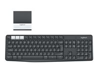 Logitech K375s Multi-Device Wireless Keyboard and Stand Combo, Fullstor (100 %), Trådlös, Trådlös RF + Bluetooth, Mekaniska tangentbrytare, QWERTZ, grafit, Vit 920-008168