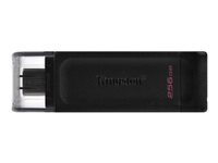 Kingston Technology DataTraveler 70, 256 GB, USB Type-C, 3.2 Gen 1 (3.1 Gen 1), 200 MB/s, Keps, Svart DT70/256GB