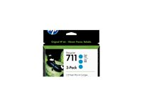 HP 711 - 3-pack - 29 ml - cyan - original - DesignJet - bläckpatron - för DesignJet T100, T120, T120 ePrinter, T125, T130, T520, T520 ePrinter, T525, T530 CZ134A