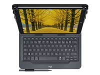 Logitech Universal Folio with integrated keyboard for 9-10 inch tablets, QWERTY, Italiensk, 5 miljoner tecken, Varje varumärke, 9"-10" tablets, Svart 920-008335