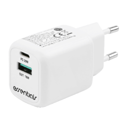 Wall Charger 1x USB-A, 1x USB-C PD 20 W, white 1110144