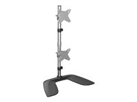 StarTech.com Vertikalt stativ för dubbla skärmar - aluminium, Fristående, 16 kg, 33 cm (13"), 68,6 cm (27"), 100 x 100 mm, Svart, Silver ARMDUOVS