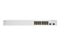 Cisco Business 220 Series CBS220-16P-2G - Switch - smart - 16 x 10/100/1000 (PoE+) + 2 x gigabit SFP (upplänk) - rackmonterbar - PoE+ (130 W) CBS220-16P-2G-EU