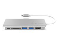 ICY BOX IB-DK4034-CPD, Kabel, USB 3.2 Gen 1 (3.1 Gen 1) Type-C, USB Type-A, Silver, Vit, SD, 128 GB IB-DK4034-CPD