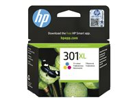 HP 301XL - Lång livslängd - färg (cyan, magenta, gul) - original - bläckpatron - för Deskjet 1050A J410, 1051A J410, 10XX, 10XX J410, 15XX, 2000, 2050 J510, 2050A J510, 2054A J510, 25XX, 3000, 3050 J610, 3050A J611, 3052A J611, 3054A J611, 3055A J611 CH564EE