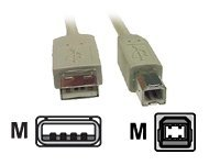 Deltaco USB-210, 1 m, USB A, USB B, USB 2.0, 480 Mbit/s, Beige, Svart USB-210