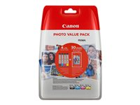 CANON CLI-571XL C/M/Y/BK + Photo Paper Cyan Magenta Yellow Black XL ink tanks + 4x6 Photo Paper PP-201 50sheets value pack 0332C005