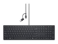 Dell Wired Collaboration Keyboard KB525C - Tangentbord - USB, USB-C - QWERTY - hela norden - svart - med 3 års avancerad utbytesservice KB525C-PN-EMEA