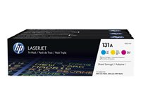 HP 131A 3-pack cyan/magenta/gul original LaserJet tonerkassetter, 1800 sidor, Cyan, Magenta, Gul, 3 styck U0SL1AM