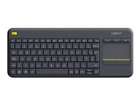 Logitech K400 Plus Tv, Trådlös, RF Trådlös, QWERTZ, Svart 920-007127