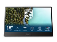 Philips 16B1P3302D - 3000 Series - LED-skärm - 16" (15.6" visbar) - bärbar - 1920 x 1080 Full HD (1080p) @ 75 Hz - IPS - 250 cd/m² - 700:1 - 4 ms - 2xUSB-C - svart 16B1P3302D/00