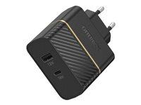 OtterBox Premium - Strömadapter - propack - 30 Watt - 3 A - Apple Fast Charge, Fast Charge, PD 3.0 - 2 utdatakontakter (USB, 24 pin USB-C) - svart 78-80867