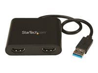 StarTech.com USB 3.0 till dubbel HDMI-adapter - 1x 4K 30Hz och 1x 1080p - Externt video- och grafikkort - USB Type-A till HDMI dubbel skärmadapter - Stöder endast Windows - Svart, 3.2 Gen 1 (3.1 Gen 1), USB Type-A, HDMI-utgång, 3840 x 2160 pixlar USB32HD2
