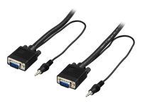 DELTACO monitorkabel RGB VGA HD15ha-ha, utan pin 9, med 3,5mm ljud, 5m RGB-7D