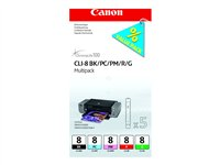 CANON CLI-8 BK, PC, PM, R, G ink cartridge black and four color standard capacity combopack blister with alarm 0620B027