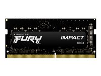 Kingston FURY Impact - DDR4 - sats - 32 GB: 2 x 16 GB - SO DIMM 260-pin - 2666 MHz / PC4-21300 - CL15 - 1.2 V - ej buffrad - icke ECC - svart KF426S15IB1K2/32