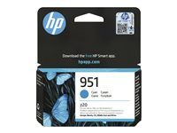 HP 951 - 8.5 ml - cyan - original - bläckpatron - för Officejet Pro 251, 276, 8100, 8600, 8600 N911, 8610, 8615, 8616, 8620, 8625, 8630, 8640 CN050AE