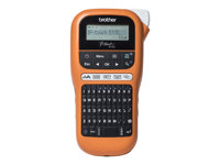 Brother P-Touch PT-E110VP - Etikettskrivare - monokrom - termisk överföring - Rulle (1,2 cm) - 180 dpi - upp till 20 mm/sek - tvåradig utskrift - svart, orange PTE110VPZW1