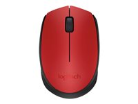 Logitech M171 - Mus - trådlös - 2.4 GHz - trådlös USB-mottagare - svart, röd 910-004641