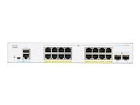 Cisco Business 250 Series CBS250-16P-2G - Switch - L3 - smart - 16 x 10/100/1000 (PoE+) + 2 x Gigabit SFP - rackmonterbar - PoE+ (120 W) CBS250-16P-2G-UK