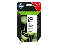 HP 302 - 2-pack - svart, färg (cyan, magenta, gul) - original - bläckpatron - för Deskjet 1110, 21XX, 36XX, ENVY 45XX, Officejet 38XX, 46XX, 52XX X4D37AE#301