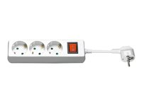 3-way Schuko Socket 1,5M White With ON/OFF Switch, GRU003W-SWITCH