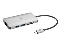 Kensington UH1400P USB-C 8-in-1 Driverless Mobile Dock, USB 3.2 Gen 1 (3.1 Gen 1) Type-C, 85 W, 10,100,1000 Mbit/s, Svart, Silver, MicroSD (TransFlash), SD, Kina K33820WW