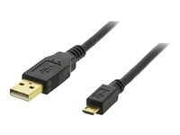 Deltaco MICRO-101, 1 m, USB A, Micro-USB B, USB 2.0, Svart MICRO-101