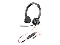 Poly Blackwire 3325 - Blackwire 3300 series - headset - på örat - kabelansluten - aktiv brusradering - 3,5 mm kontakt, USB-C - svart - Certifierad för Microsoft-teams 76J23AA