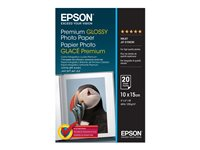 Epson Premium Glossy Photo Paper - 10x15cm - 20 Ark, Premiumglans, 255 g/m ^, 10x15 cm, Vit, Broschyr, Office printing, Kalender, Photo collage, Photo gifts, Foto, Cards and gift wraps,..., 20 ark C13S041706