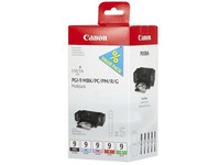 CANON PGI-9 MBK, PC, PM, R, G ink cartridge black and four color standard capacity combopack blister with alarm 1033B013