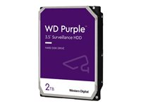 WD Purple WD20PURZ - Hårddisk - 2 TB - inbyggd - 3.5" - SATA 6Gb/s - 5400 rpm - buffert: 64 MB WD20PURZ